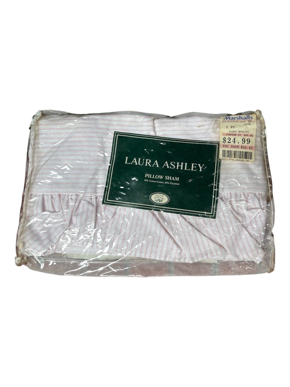 Vintage Laura Ashley King Pillow Sham NIP Ticking Stripe Made in USA PLZ READ